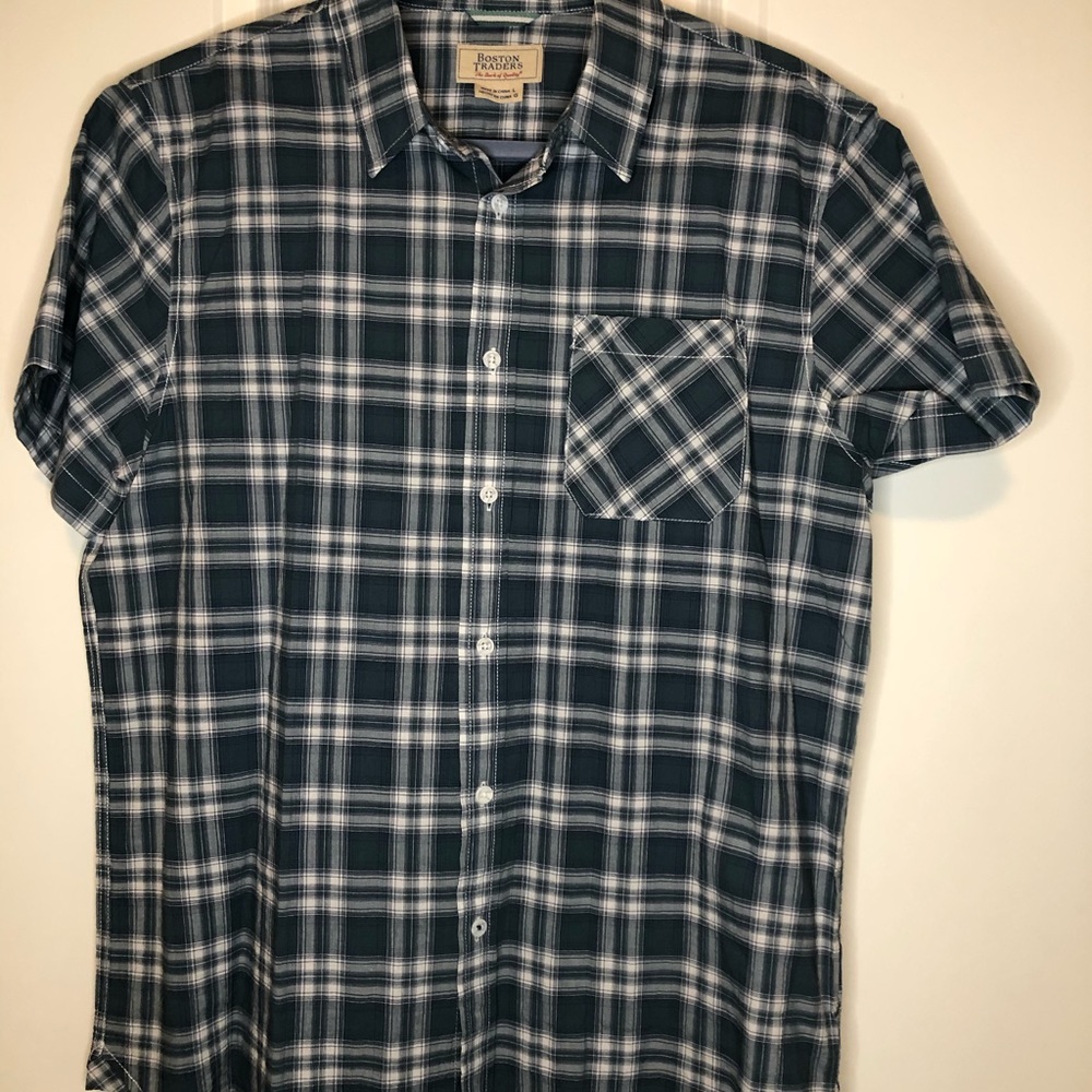 Mens boston traders button short sleeve shirt